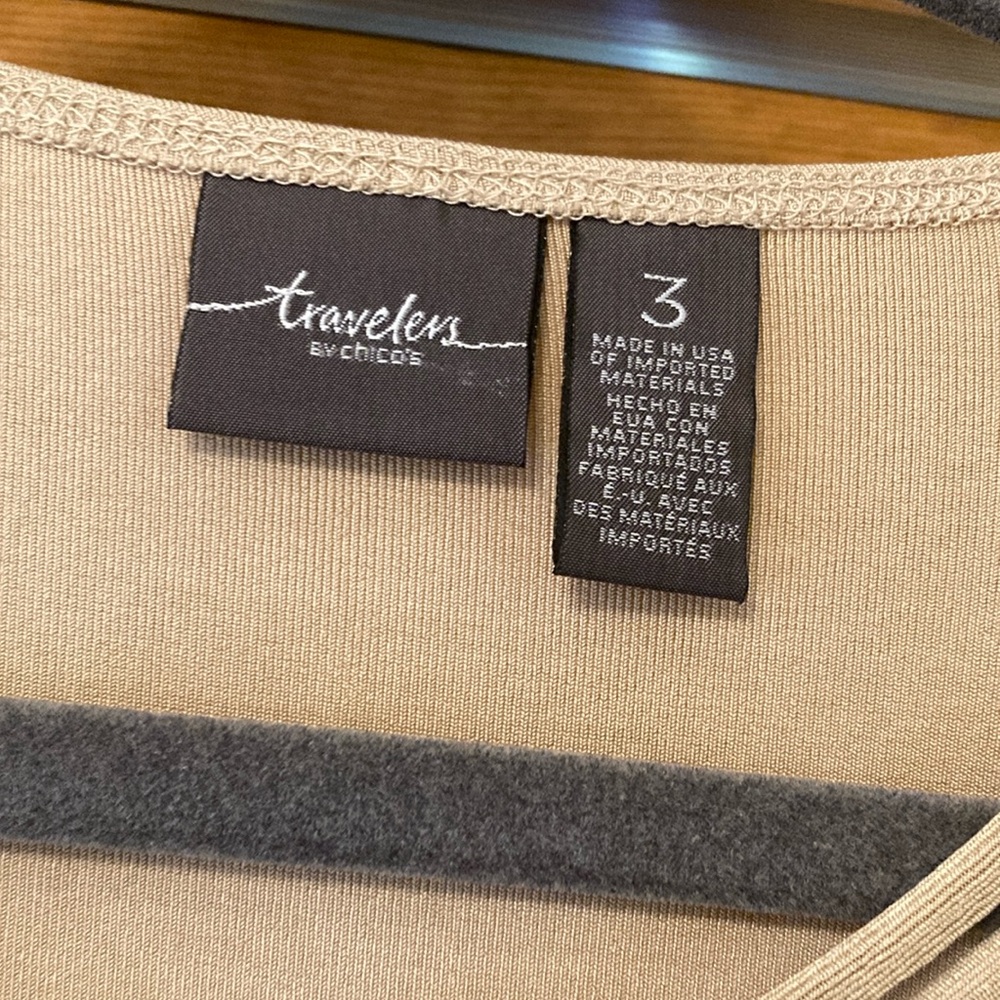 Chico's Tan Long Sleeve Top and pants travelers - Picture 4 of 5